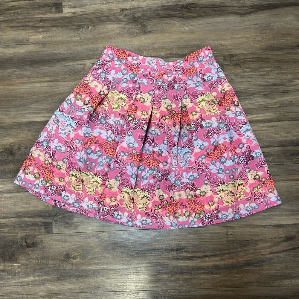 bebe Pink Floral A-Line Skirt - Picture 2 of 8